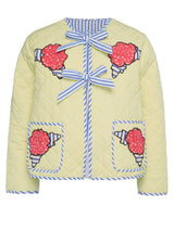 Embroidered Flower Tied Long Sleeve Winter Coat