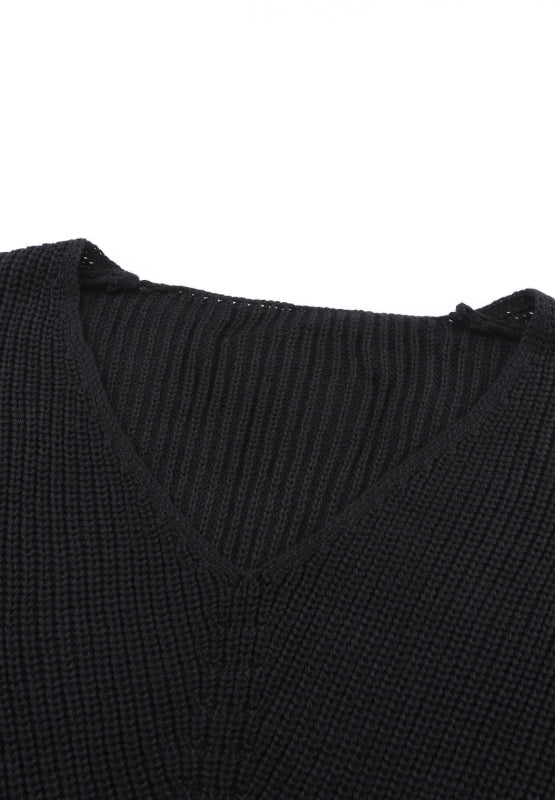 V-Neck Drop Shoulder Sweater | Hanalas