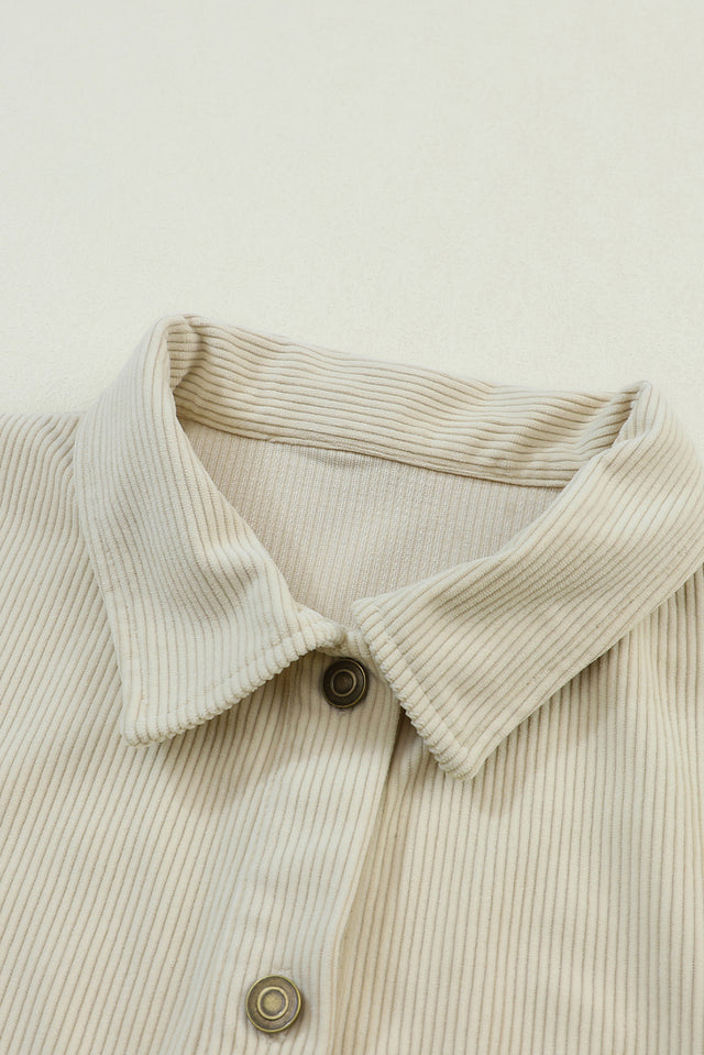 Corduroy Button Up Pocketed Shacket | Hanalas