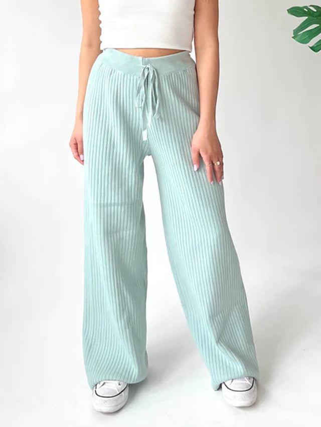 Ribbed Wide Leg Sweater Pants | Hanalas