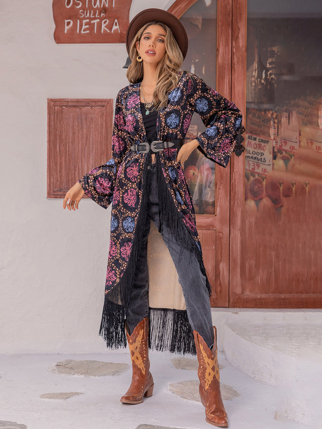 Fringe Open Front Long Sleeve Cardigan Trendsi Hanalas