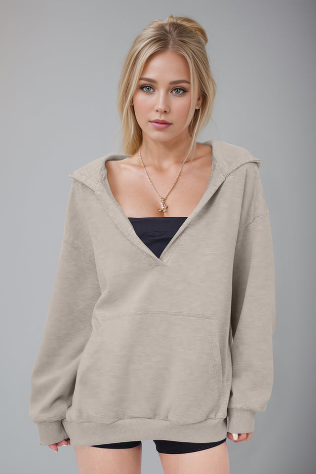 Basic Bae Air Scuba Kangaroo Pocket Long Sleeve Hoodie | Hanalas