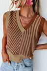 Striped Contrast V-Neck Sweater Vest | Hanalas