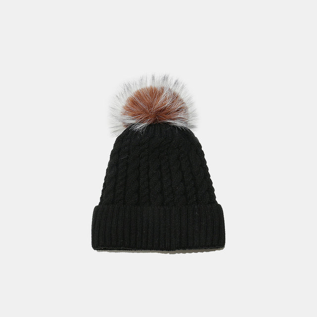 Cable Knit Winter Hat with Pompom Trendsi Hanalas