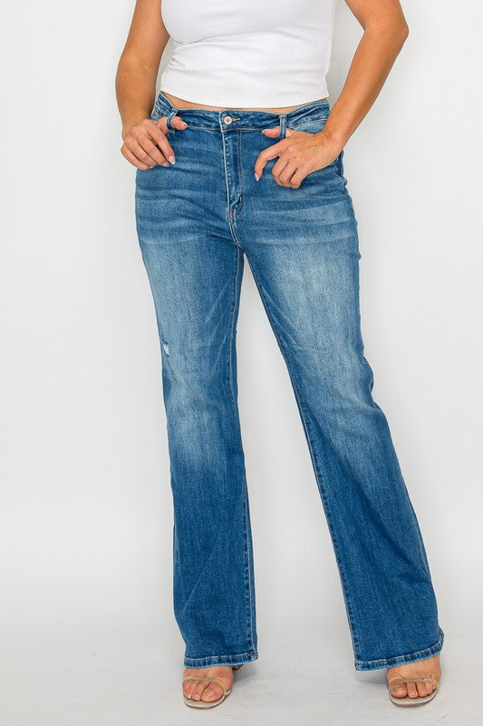 bytos Full Size Distressed High Rise Jeans with Pockets | Hanalas