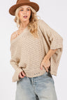 SAGE + FIG Distressed Asymmetrical Open Stitch Sweater