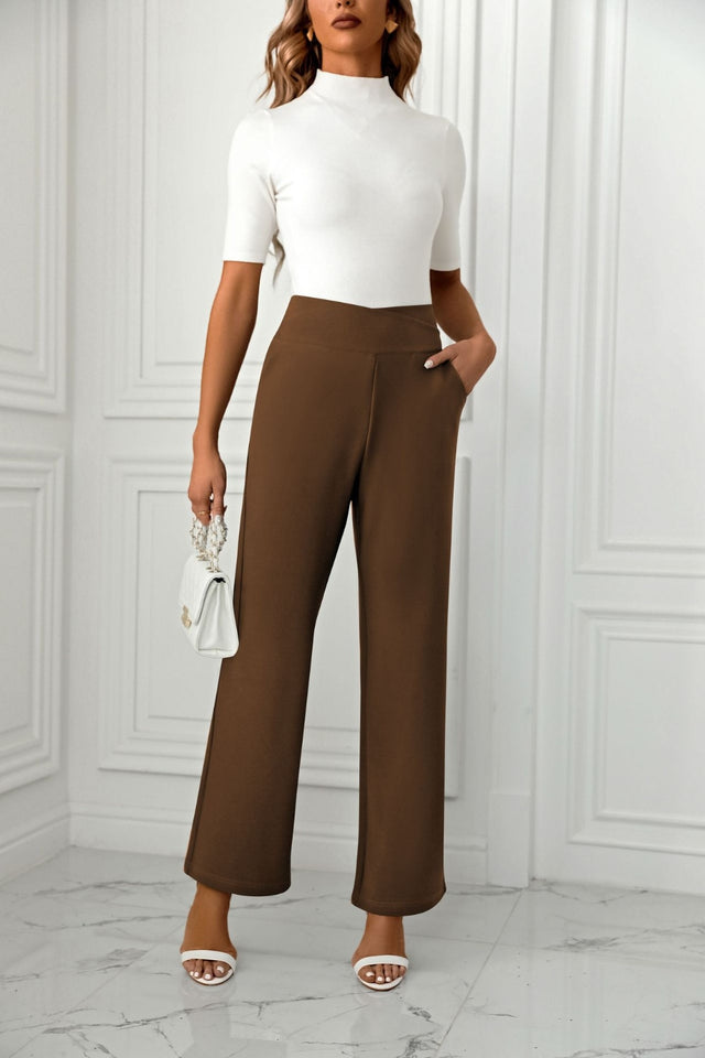 High Waist Straight Leg Pants | Hanalas