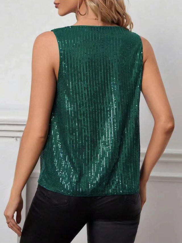 Sequin Cowl Neck Tank | Hanalas