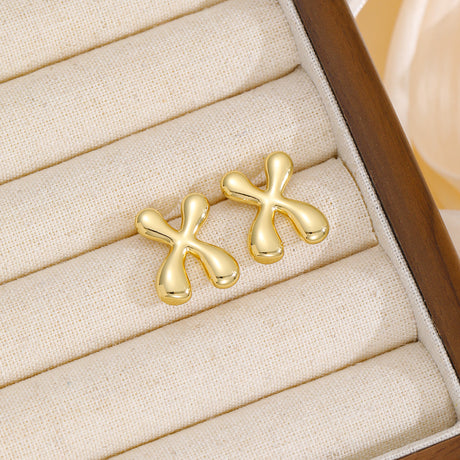 18K Gold-Plated Bubble Letter Stud Earrings