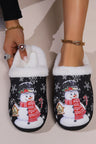 Snowman Round Toe Faux Fur Slippers | Hanalas