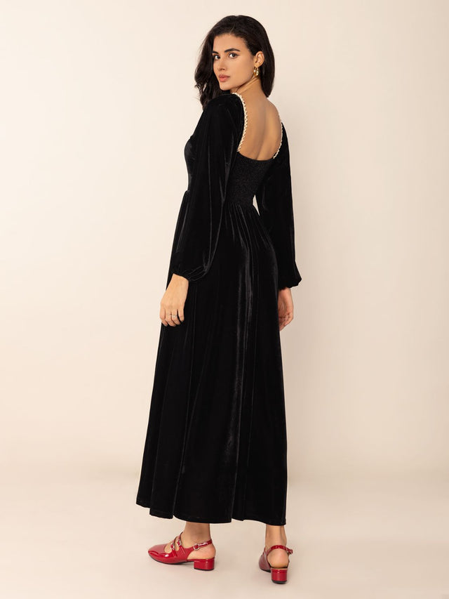 Sweetheart Neck Long Sleeve Midi Dress Trendsi Hanalas