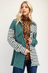 Celeste Full Size Striped Button Up Dropped Shoulder Shacket | Hanalas