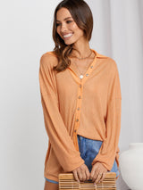 Collared Neck Button Down Long Sleeve Shirt