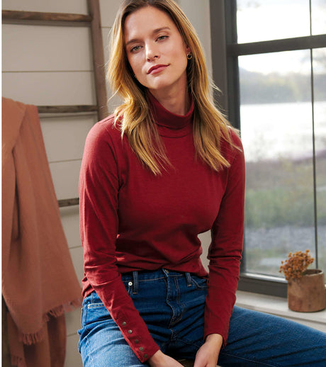 Snap Sleeve Turtleneck - Madder Brown