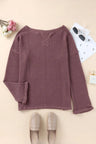 purple Waffle Knit Loose Long Sleeve Top Hanalas Hanalas