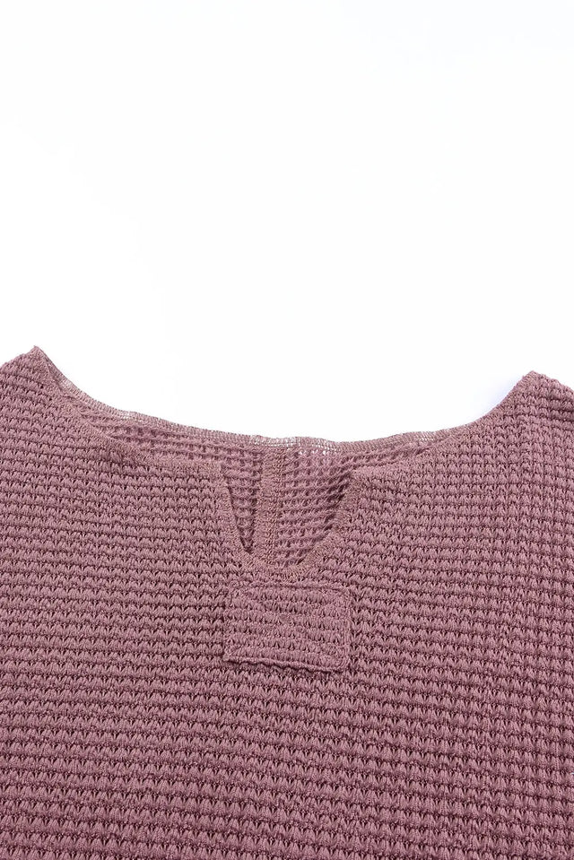 purple Waffle Knit Loose Long Sleeve Top Hanalas Hanalas